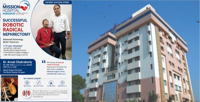 চিকিৎসা বিজ্ঞানে বিরাট সাফল্য: ৭২ বছরের বৃদ্ধের বিরল ও জটিল কিডনি টিউমারের সফল রোবোটিক অস্ত্রোপচার দুর্গাপুরে